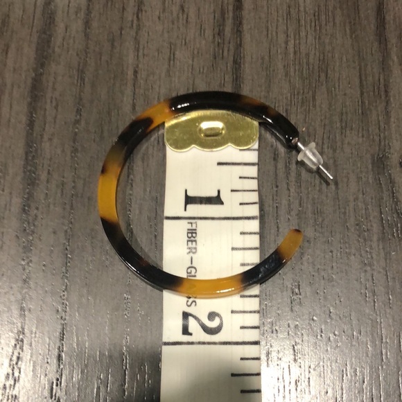 Tortoise Shell Hoop Acrylic Earrings - Picture 7 of 10